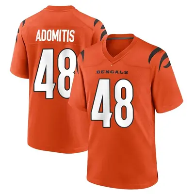 Men's Game Cal Adomitis Cincinnati Bengals Orange Jersey