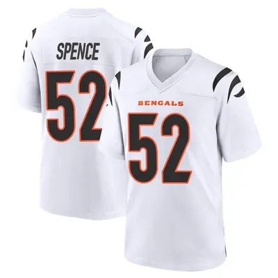 Men's Game Noah Spence Cincinnati Bengals White Jersey