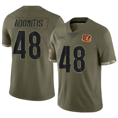 Men's Limited Cal Adomitis Cincinnati Bengals Olive 2022 Salute To Service Jersey