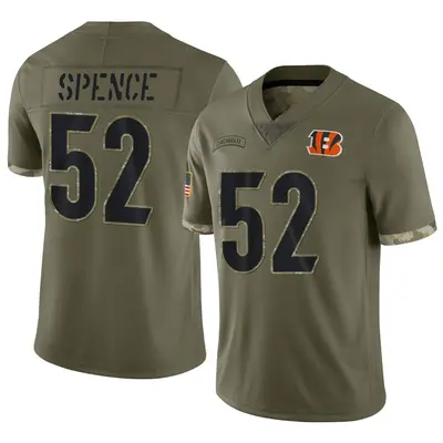 Men's Limited Noah Spence Cincinnati Bengals Olive 2022 Salute To Service Jersey