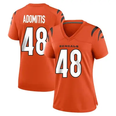 Women's Game Cal Adomitis Cincinnati Bengals Orange Jersey