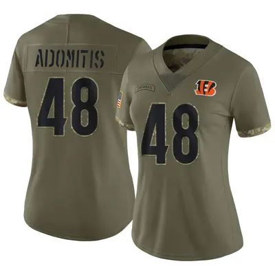 Women's Limited Cal Adomitis Cincinnati Bengals Olive 2022 Salute To Service Jersey